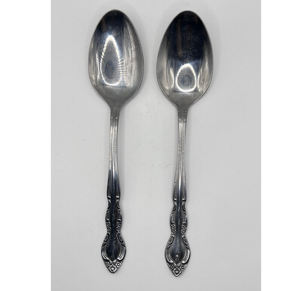Imperial tablespoons 7.25in excellent floral scroll stainless Korea 2pc